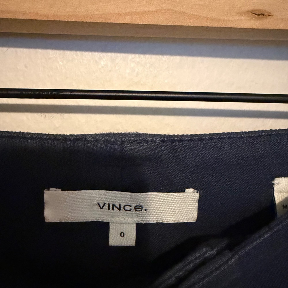 Vince linen cotton trouser navy blue 0 minimalist office clean girl preppy - Picture 2 of 6